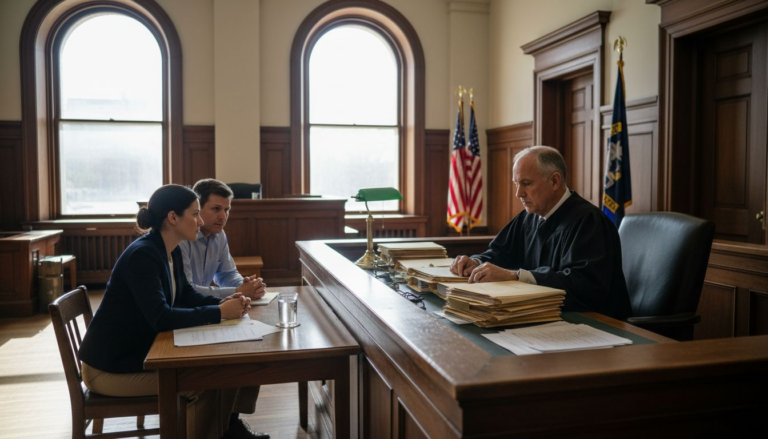 Judge presiding over family law hearing