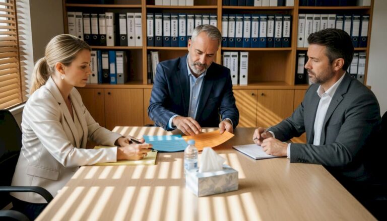 Family mediation session in law office